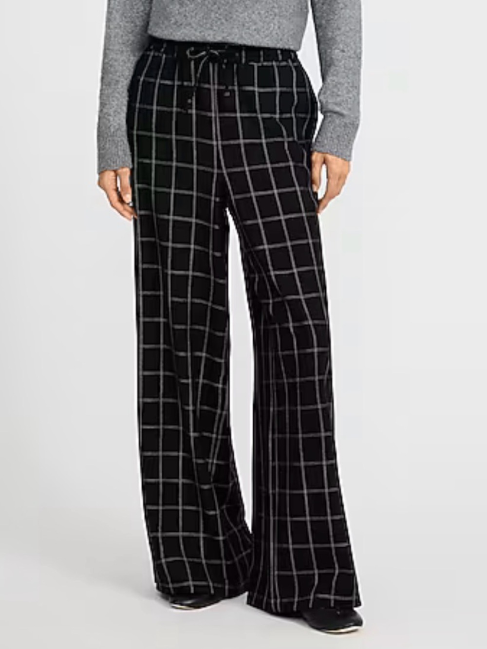 Express Wide Leg Black Windowpane Pants